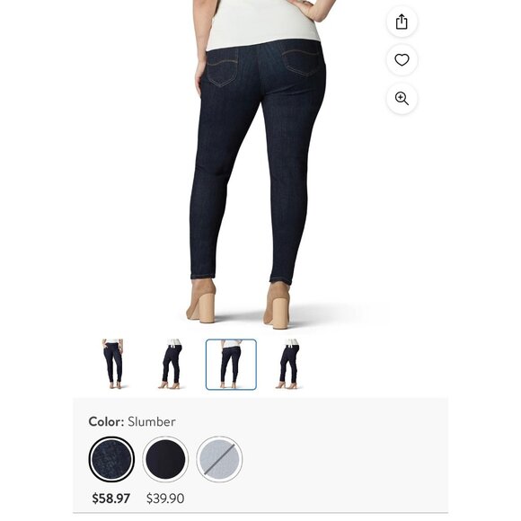 Lee Womens Slim Leg Sculpting Jeans Slumber Color Mid Rise Size 22W - Picture 2 of 9